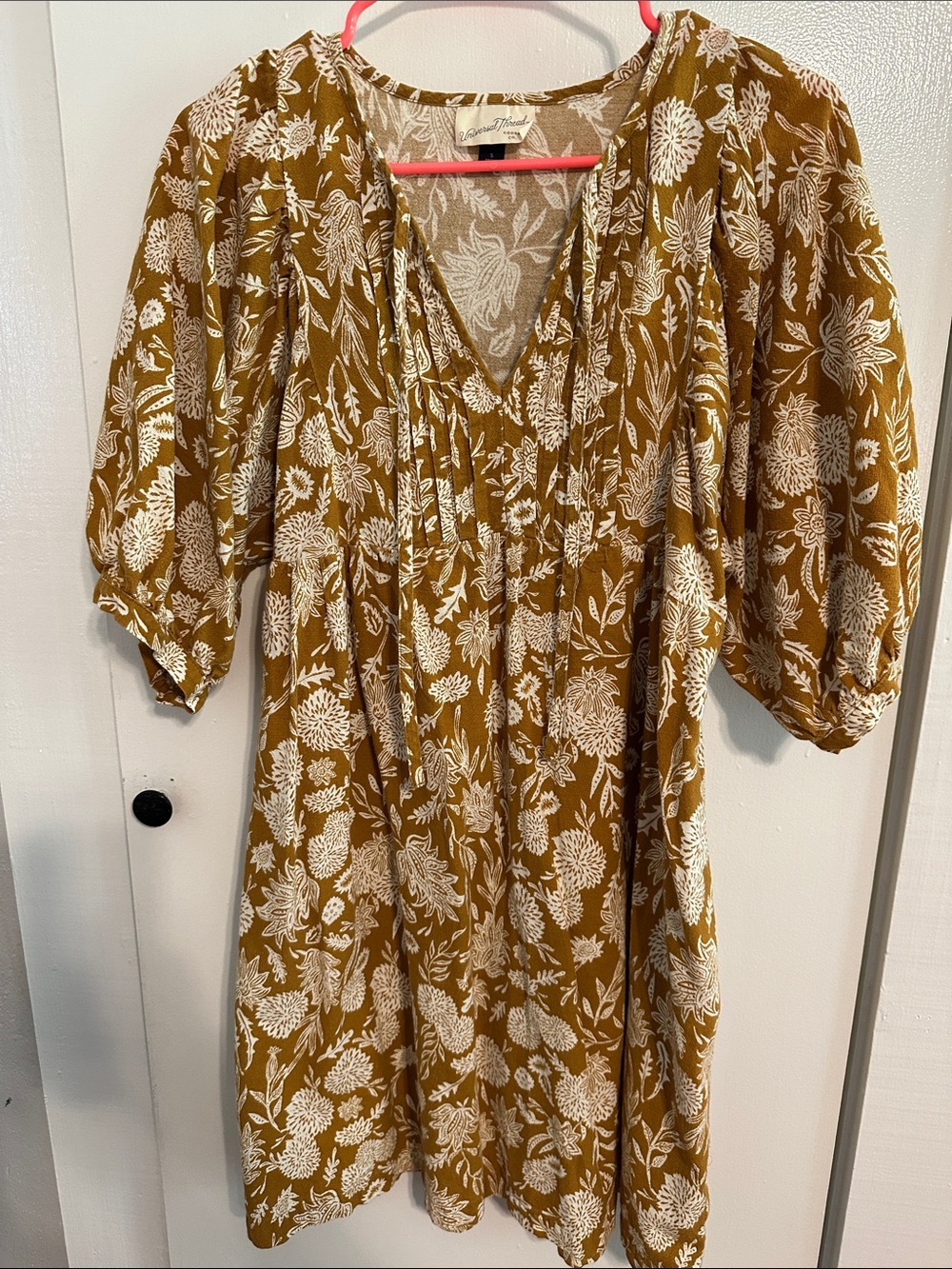 Universal Thread Mustard Floral V-Neck Mini Dress
